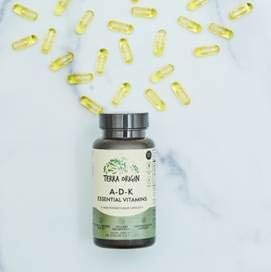 TERRA ORIGIN ADK Essential Vitamins - 60 High Potency Liquid Capsules, Vegan, Non-GMO, Gluten Free, Made in The USA.