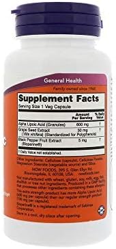 NOW Supplements, Alpha Lipoic Acid 600 120 Veg
