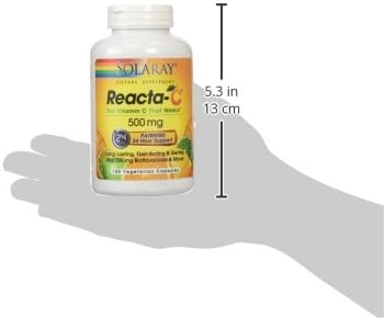 SOLARAY Reacta-C with Vitamin C 500mg 200mg Bioflavonoid 24 Hour 180 Capsules, 180 Servings