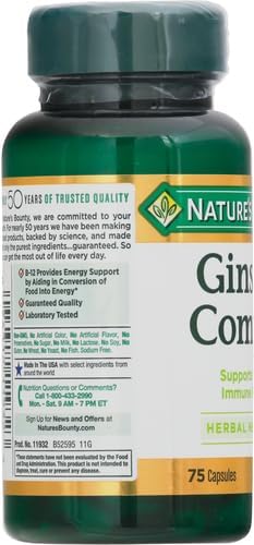 Nature's Bounty Ginseng Complex Capsules Supports 75 Capsules