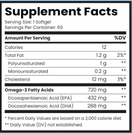 OMEGA-3X 720mg - 60 Softgels - 3 Fish Omega-3 Fish 3 DHA