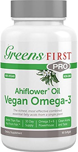 Greens First PRO Ahiflower Oil Vegan Omega-3-2250 mg - Contains Omega-3 Stearidonic Acid SDA - Gamma Linolenic Acid GLA - No Soy or Corn Oil - Non-GMO - 30 Day Supply