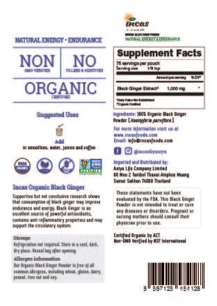 INCAS 100% USDA Organic Black Ginger 2.65 Ounce (75 Grams)