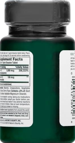 Nature's Bounty Vitamin B12, Quick Dissolve 5000mcg, 40 40 Tablets