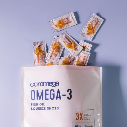 Coromega Omega 3 Fish Oil Supplement D3, 650mg 650mg of Omega-3s with 3X Better 90 Single