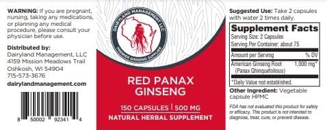 100% Authentic Korean Red Panax Ginseng -500 mg. (150 ct)