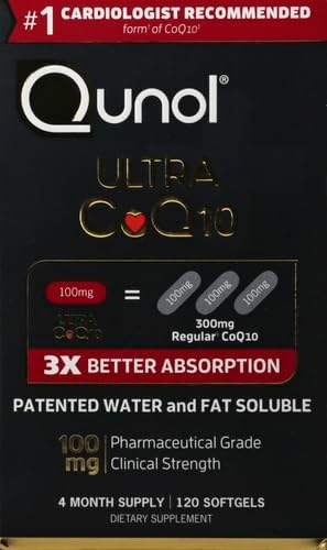 Qunol CoQ10 100mg Softgels, Ultra CoQ10 100mg, 3x 3x Better Q10 Vitamins 4 Month 120 Count