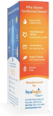 Hyalogic Synthovial Seven - Oral Hyaluronic Acid Supplement 1oz - Liquid HA Supports Skin, Joint, Eye, and Lip Hydration - Vegan, Gluten Free 1 Ounce