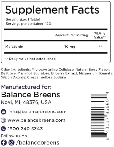 Melatonin 10mg, 100% Drug Free, Fast-Dissolve 120 Tablets