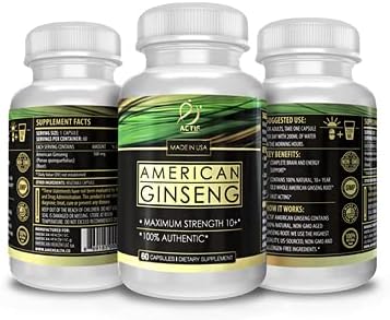 Actif American Ginseng 100% Authentic 10 Year 500mg -
