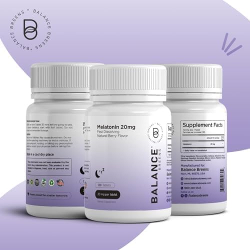 Melatonin 20mg, 100% Drug Free, Fast-Dissolve 120 Tablets