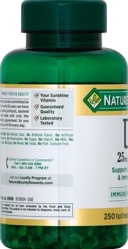 Nature's Bounty Vitamin D3 1000 IU, 250 Rapid