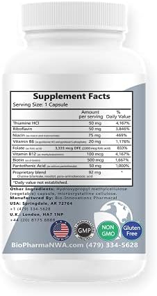 B Complete with Folate, All Vitamins B1, B2, B2, B3, B3, B5, B5, B6, B6, B7, B7, B9, B9, B12, B12, and 100 Vegan