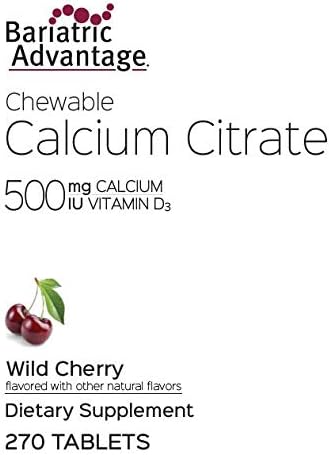 Bariatric Advantage Calcium Citrate Chewable 500mg D3 for 270 Count
