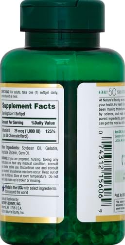 Nature's Bounty Vitamin D3 1000 IU, 250 Rapid