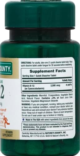 Nature's Bounty Vitamin B12 2500 mcg, 75 Quick