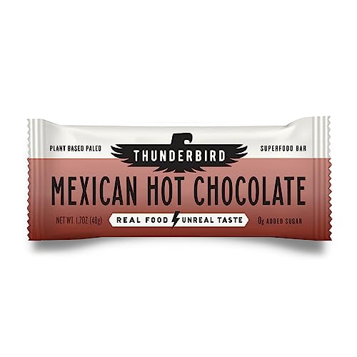Thunderbird Bars Energy Snack, Gluten-Free with Protein, Healthy Real Food, Vegan Paleo Non-GMO, No Added Sugar, Mexican Hot Chocolate Flavor (12 Count, 1.7 oz. Bars)