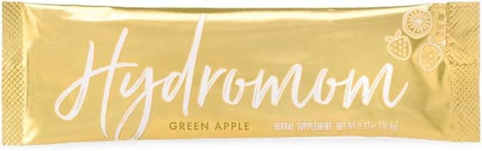 Boobie Hydromom Superfood Electrolyte Drink Mix, Green Apple | Refreshing Energy & Hydration Boost for Mamas | On-The-Go & Travel Essentials for Pregnancy, Lactation, & Beyond, 15 Packets
