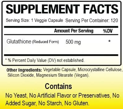 Glutathione 500 mg 120 Vegetable Capsules
