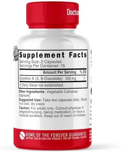 Nutri Urolithin A Supplement 500mg 3rd Party 500 mg 30 Vegan 2 Week+