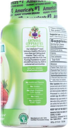 Vitafusion Max Strength Melatonin Gummy Supplements, 10 mg 1 Gummy 50 Day 100 Count