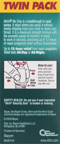 Afrin No Drip Severe Congestion Maximum 12 Hour 2 x 0.5 Fl 1