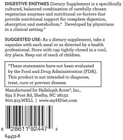 Hallelujah Diet - Digestive Enzymes, Multi-Enzyme 90 Capsules