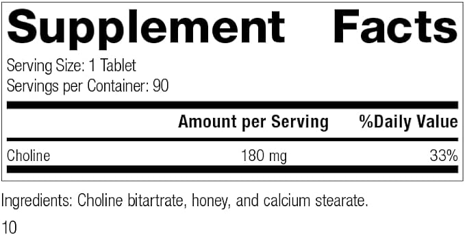 Standard Process Choline - Liver Support, Gallbladder Support, and Nervous System Supplement with Choline Bitartrate and Honey - 90 Tablets