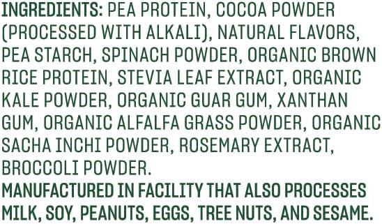 Vega Protein and Greens Protein Powder, Chocolate 20g Plant 1.2 lbs