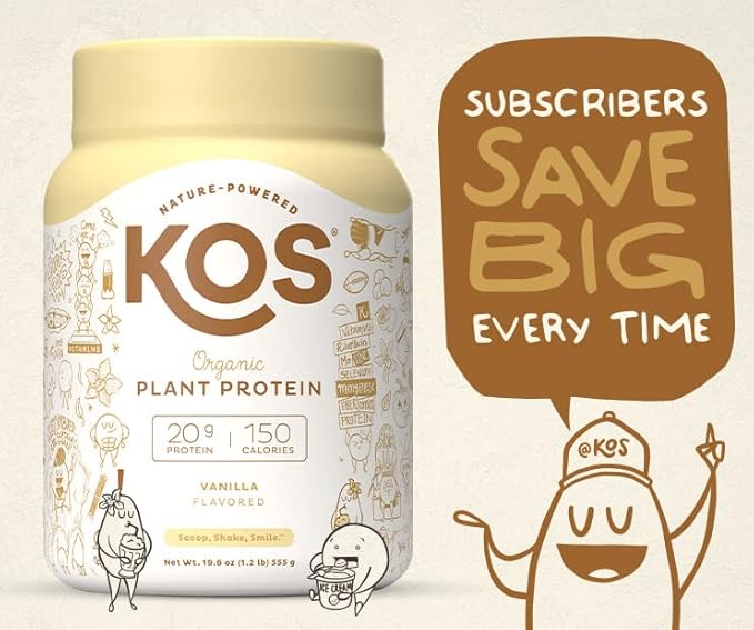 KOS Vegan Protein Powder Erythritol Free, Vanilla 15 Servings