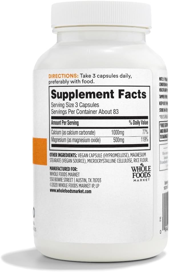365 by Whole Foods Market, Calcium 1000Mg Magnesium 500Mg Easy 250 Veg