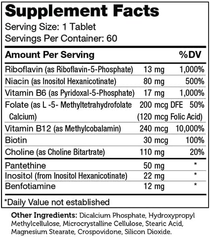 Zahler B Complex, Vitamin B Complex 8 Bioactive 60 Tablets