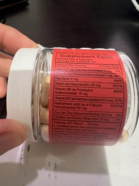 Yoli® Thermoburn Energy Supplement with Green Tea Leaf, Guarana, Choline, Raspberry Ketones and Thermo-G Proprietary Blend - Energy Vitamin, 60 Capsules