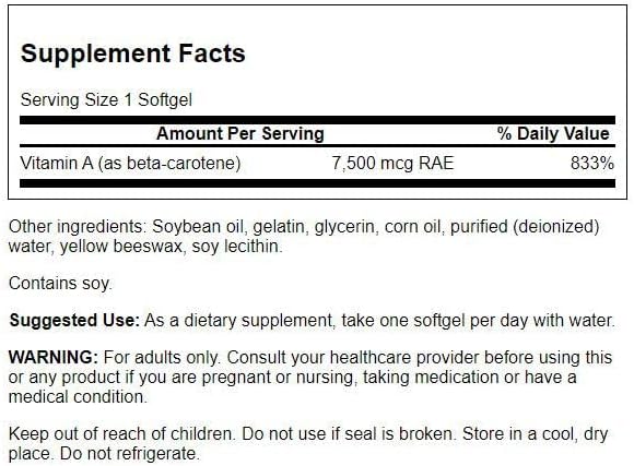 Swanson Beta-Carotene Vitamin A 25000 IU Softgels 7500 mcg (300 Softgels)
