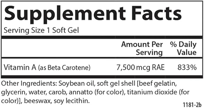 Carlson - Super Beta Carotene, 25000 (15 mg), 100 Softgels