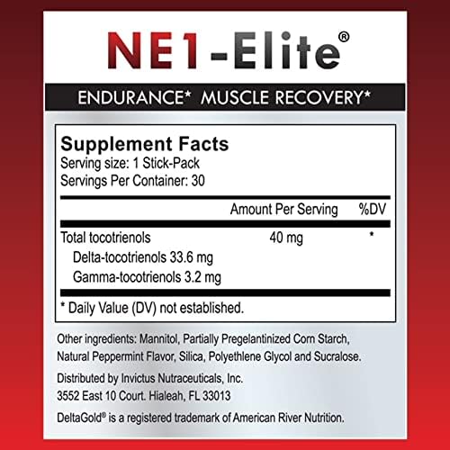 Patented NE1-Elite; Tocotrienol Post Workout Endurance 30 Count
