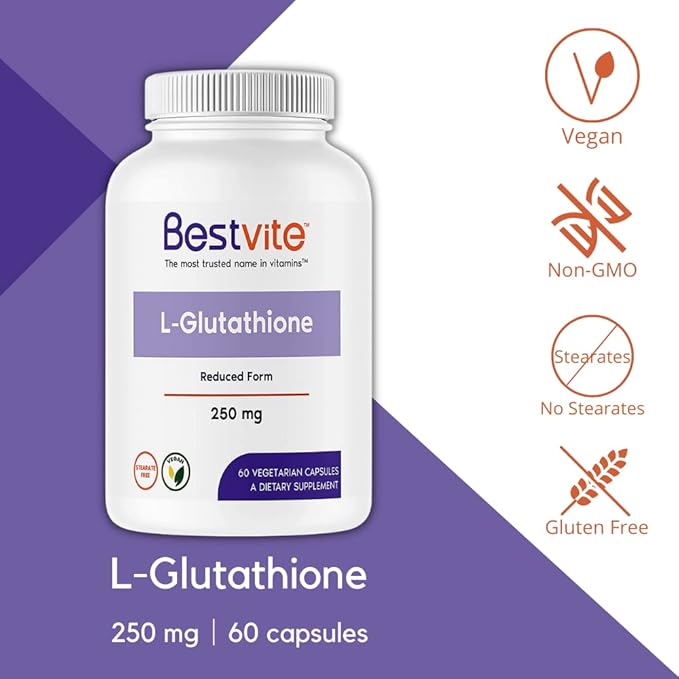BESTVITE L-Glutathione 250mg (60 Vegetarian Capsules)
