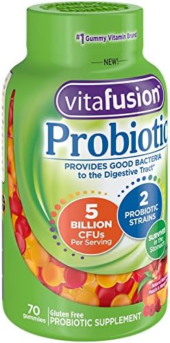 Vitafusion Probiotic Gummy Supplements, Raspberry, Peach 5 Billion 1 Gummy 35 Day 70 Count