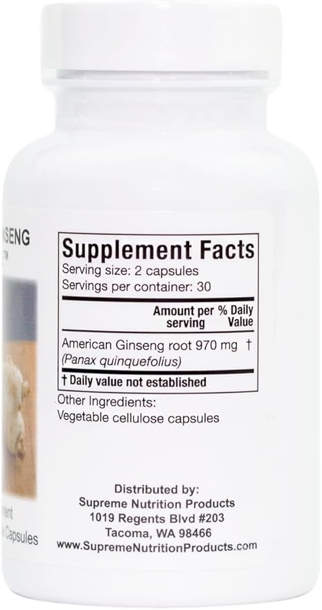 Supreme Nutrition American Ginseng, 60 Pure