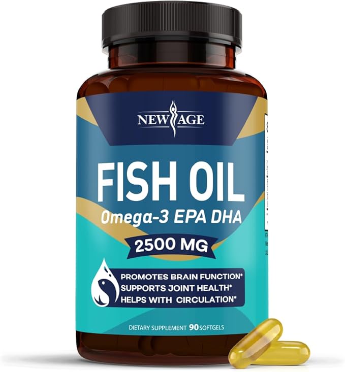 NEW AGE Omega 3 Fish Oil 2500mg Supplement (90 Softgels 1))