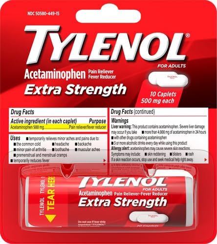 Tylenol Extra Strength Caplets with 500 10 ct