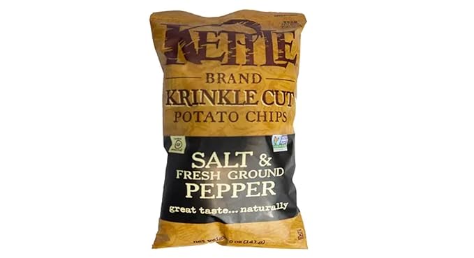 Kettle Foods Potato Chips Krinkle Salt & Fresh Ground Pepper, 5 Oz