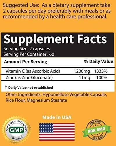 RaeSun Botanics High Dose Vitamin C 120 Capsule 2 Month