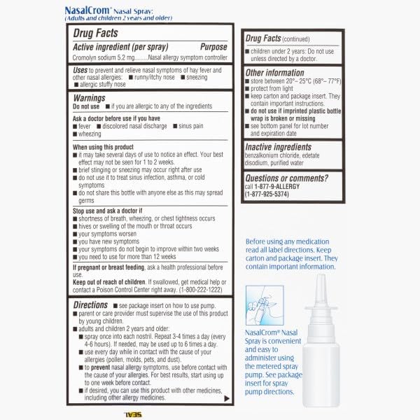 NasalCrom Nasal Spray Allergy Symptom Controller 200 Sprays .88 FL (3 Pack)