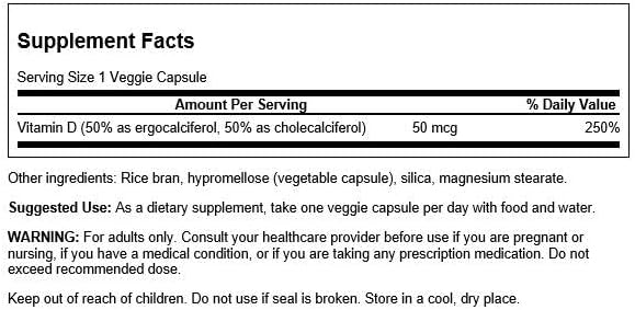 Swanson Vitamin D Complex with Vitamins D2 & D3 - 50 mcg, 60 Veggie 3 Pack