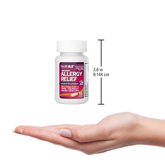 HealthA2Z® Allergy Relief 180mg | 90 Caplets 24-Hour Antihistamine