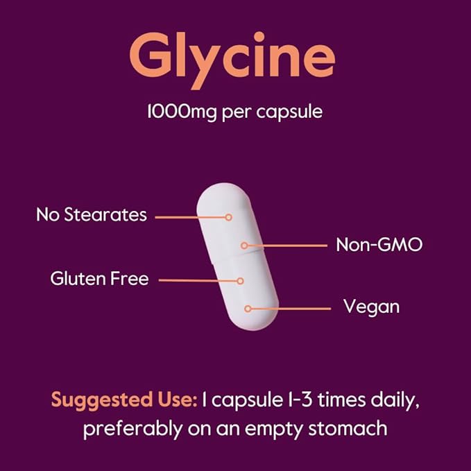 BESTVITE Glycine 1000mg per Capsule (240 Vegetarian Capsules) - No Stearates - Vegan - Non GMO - Gluten Free