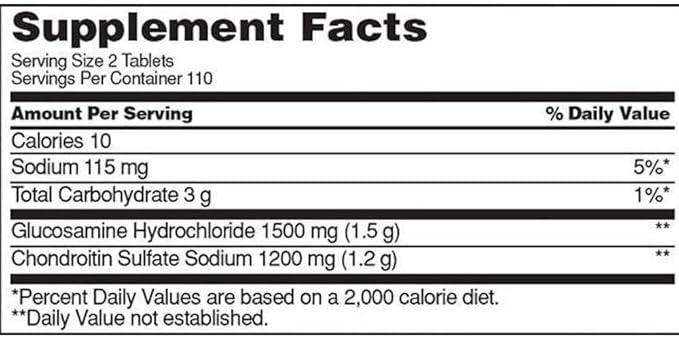 TZWK Kirkland Signature Extra Strength Glucosamine 1500mg/Chondroitin 1200mg 1200mg Sulfate 220 Tablets 2)