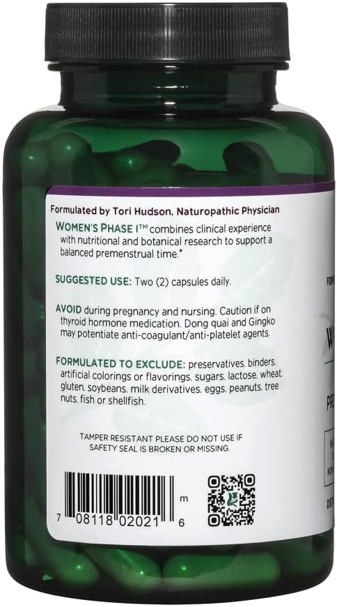 Vitanica Women's Phase I, Premenstrual Support, Vegan, 120 Capsules