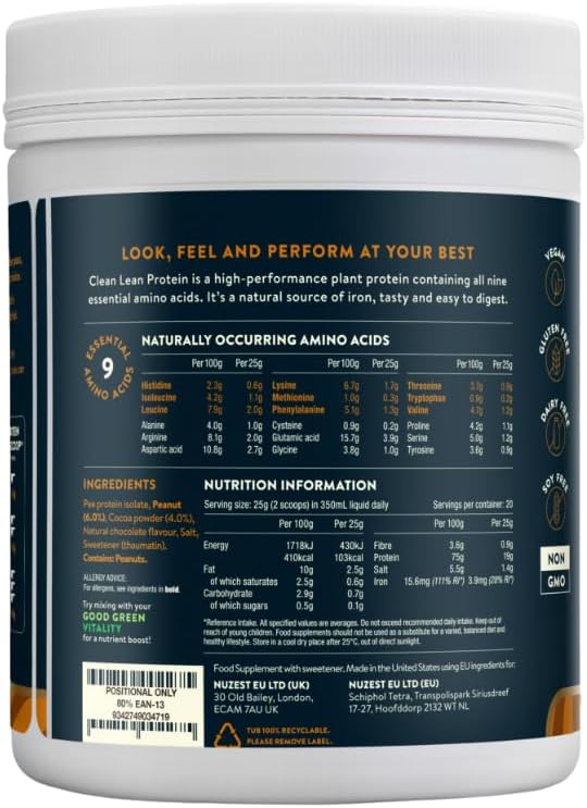 Nuzest - Pea Protein Powder - 20 Servings, 1.1 lb